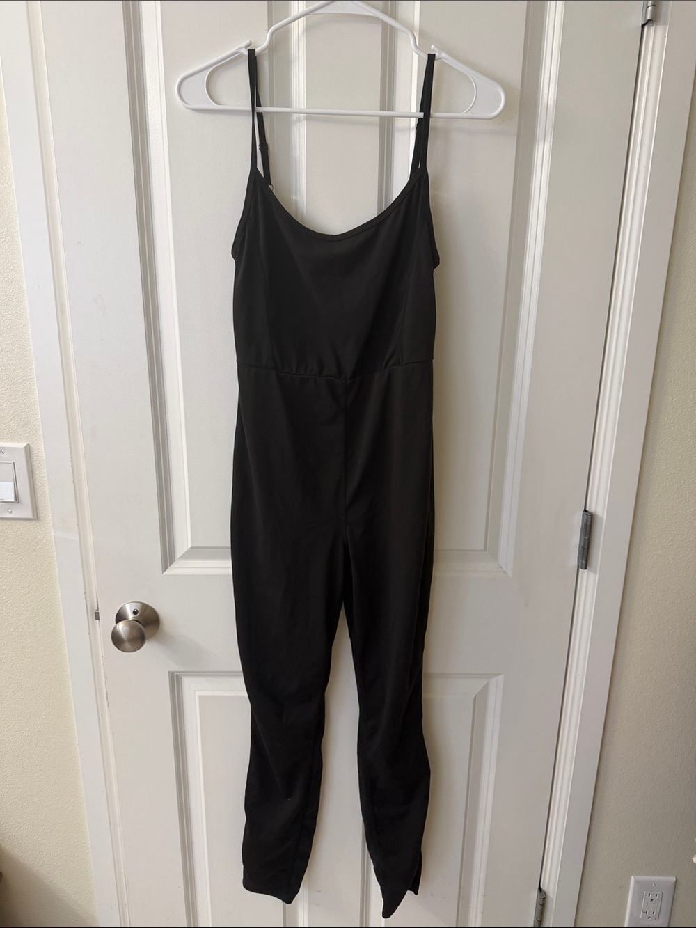Everyday Slim Black Spaghetti-Strap Jumpsuit